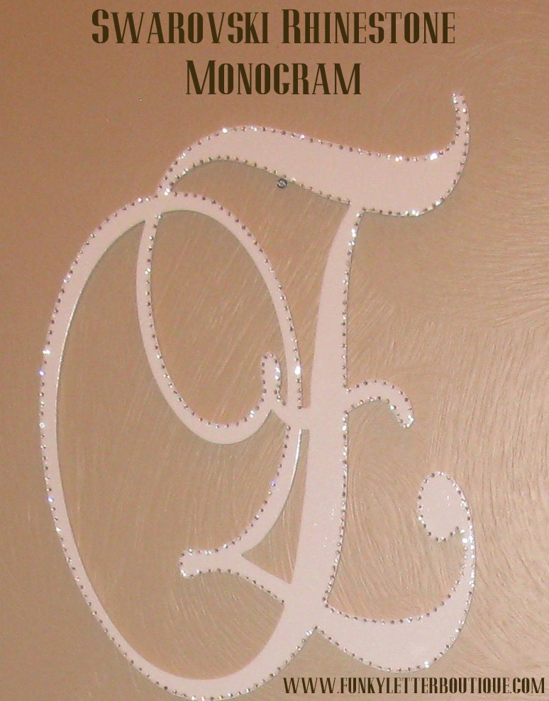 Swarovski Crystal Custom Fancy Monogram Wooden Letter Home Decor Children's Nursery
