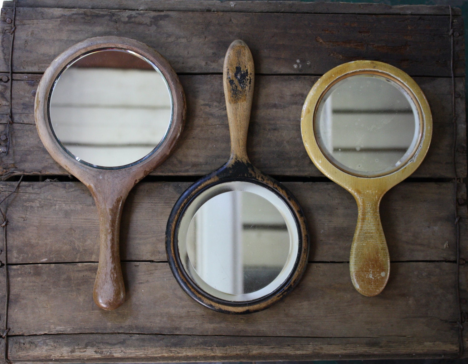 vintage wooden hand mirror collection - littlebyrdvintage