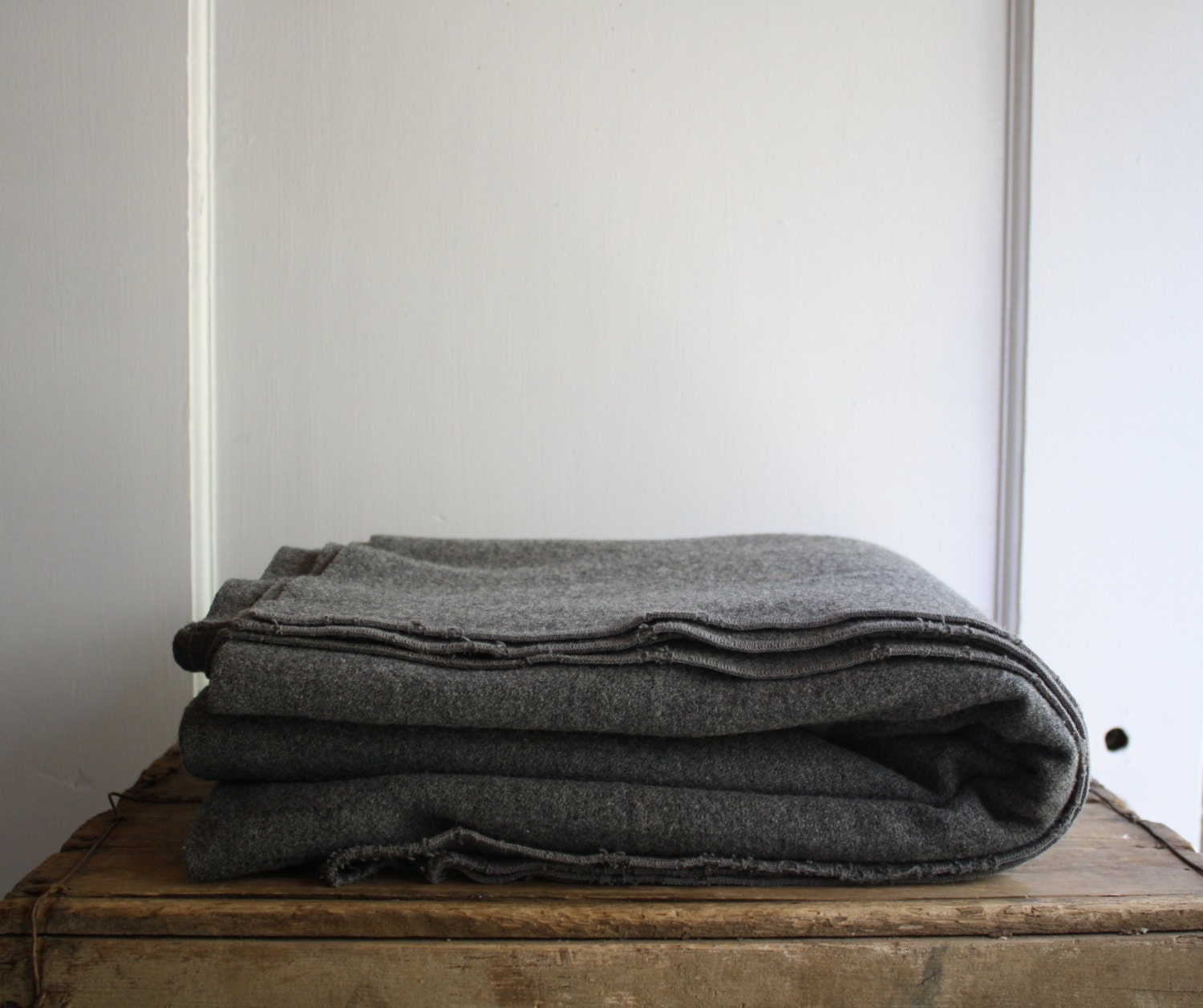vintage gray wool blanket