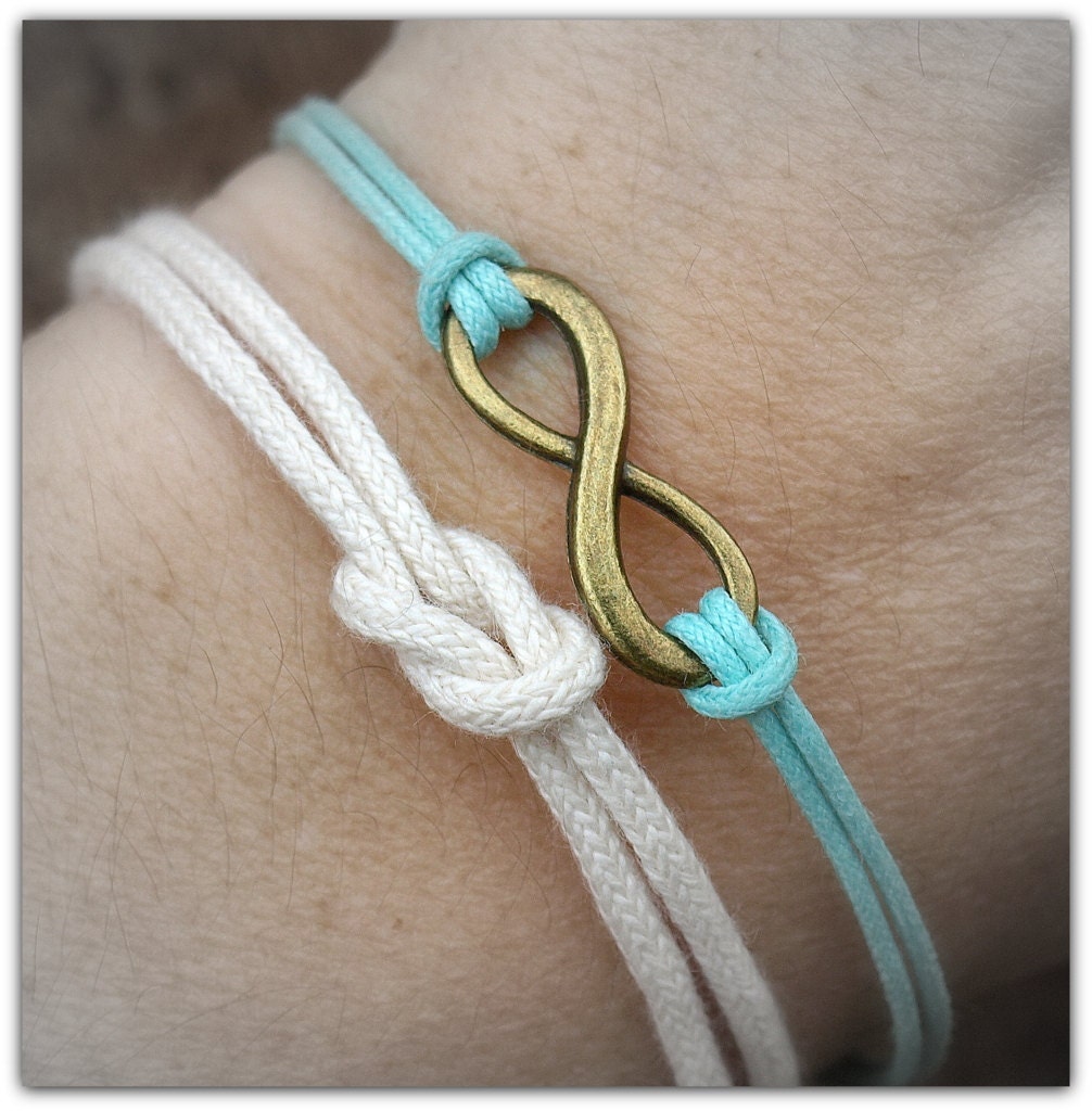 Cotton Turquoise Blue Infinity Anchor Bracelet