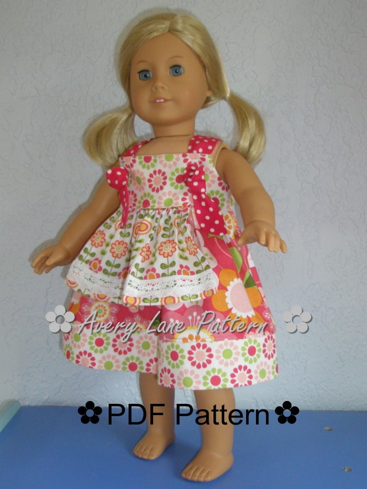 Bundle Apron Knot Dress Pattern Boutique Doll Pattern by Avery Lane includes 2 sizes 15 inch and 18 inch dolls PDF Patern email delivery
