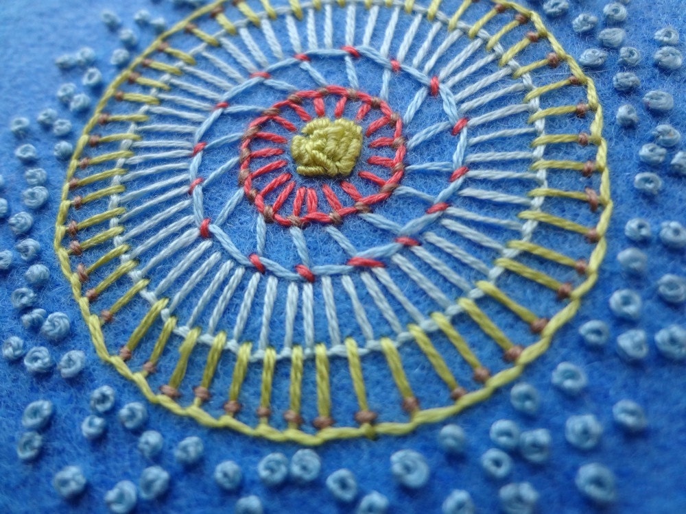 hand embroidered hoop art - freeform flower in 4 inch hoop by bo betsy - free shipping