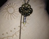 Vintage Key and dropped heart necklace