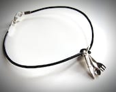Sterling Knife, Spoon, Fork on Leather bracelet