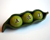 Wedding cake topper...Peas In a Pod... Personalized, custom initials...Made to order