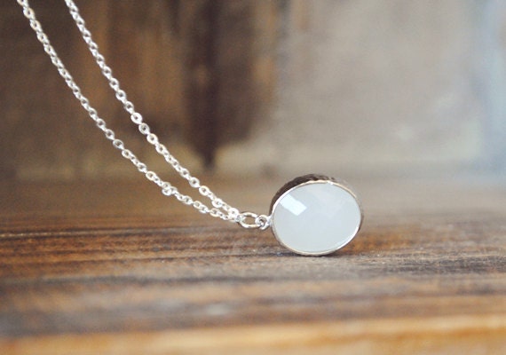 yeahhello. silver frosted white drop of light necklace