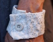 RESERVED FOR APRIL Vintage lace cuff number 4 - handsewn with antique hand made lace from a Paris flea market