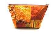 Medium Flat Bottom Zipper Pouch - Orange and Yellow Patchwork - SewDarnSimple