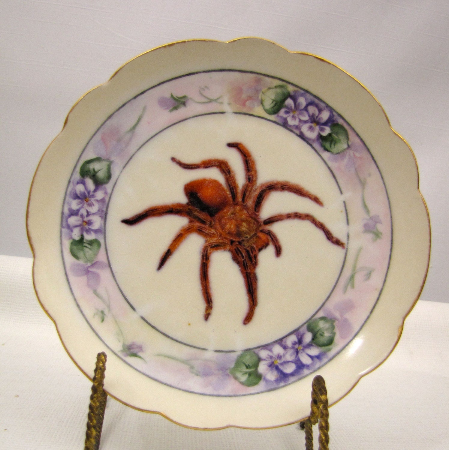 Altered Vintage Plate Spider Home Decor Industrial