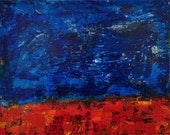 Abstract Acrylic Painting Colorful Blue Red Orange 14x11 Original Contemporary Modern Mixed Media Wrapped Canvas