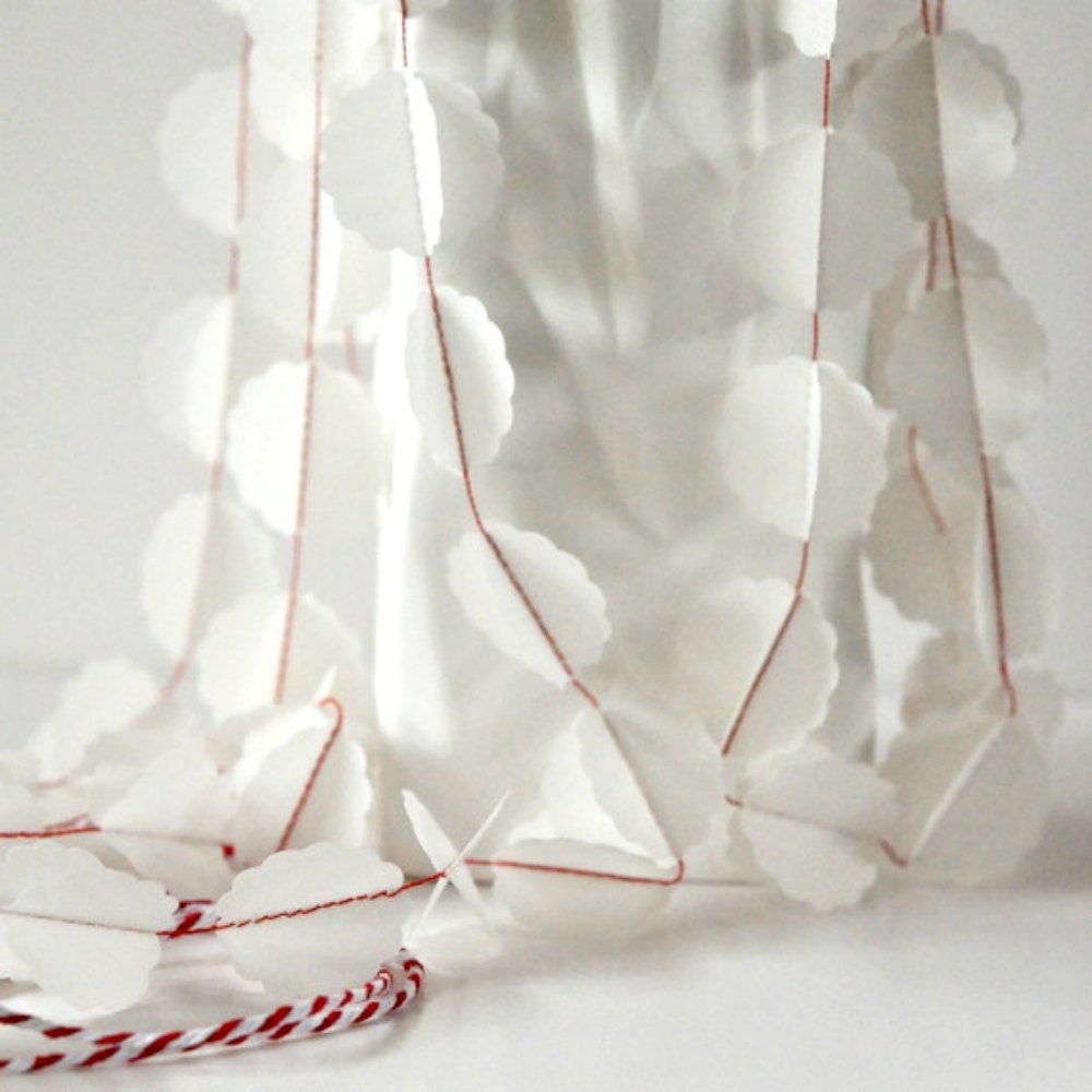 Translucent White Bauble Stitched Paper Garland Christmas