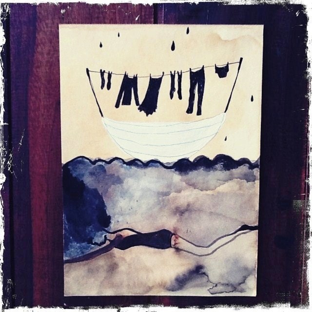 I travelled many miles, original ink drawing
