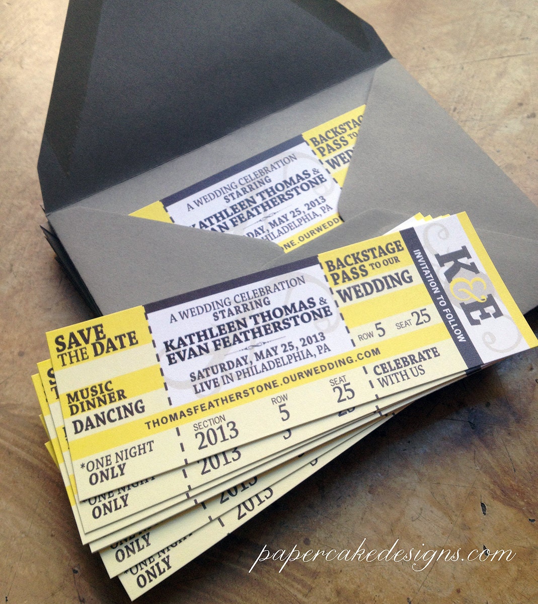 Concert Ticket Wedding Save The Date, Birthday, Shower, Party Invitation