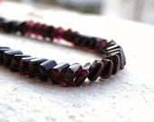 Garnet Rondelle Gemstone Dark Maroon Smooth Square 5mm 1/2 Strand Set of 52 beads
