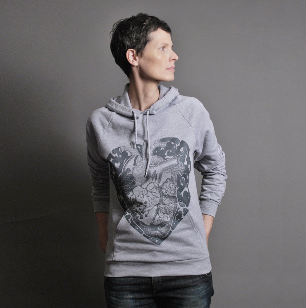 Anatomical Heart Hoodie - Heather Grey Spring Sweatshirt