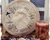 Primitive Stitchery E-Pattern-Snow Christmas Tree Candle Mat by Primitive Stitches-Instant Download