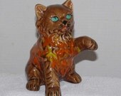 Majolica Ceramic Cat Figurine