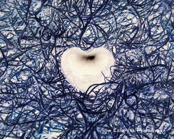 Abstract Heart Photograph Photo - Blue, love, white, tangled, negative, messy - Tangled Love - 8 x 10 Fine Art Print