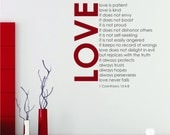Love Is Patient (Love Chapter) Wall Decal Quote - Vinyl Text Wall Words Stickers Art