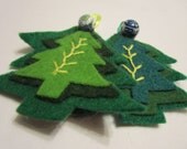 2 Felt tree decorations not just for Christmas with flower and oriental beads