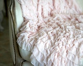 Soft Ruffled Throw, Blanket, Photography Prop. White...Cream...Pink...Grey...Blue...Lavender Available - Shabbyfufu