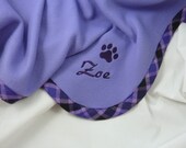 Pet Blanket   Personalized - Purple Plaid