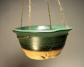 Small Hanging Herb Planter in Green and Shino Glaze by Jon Whitney