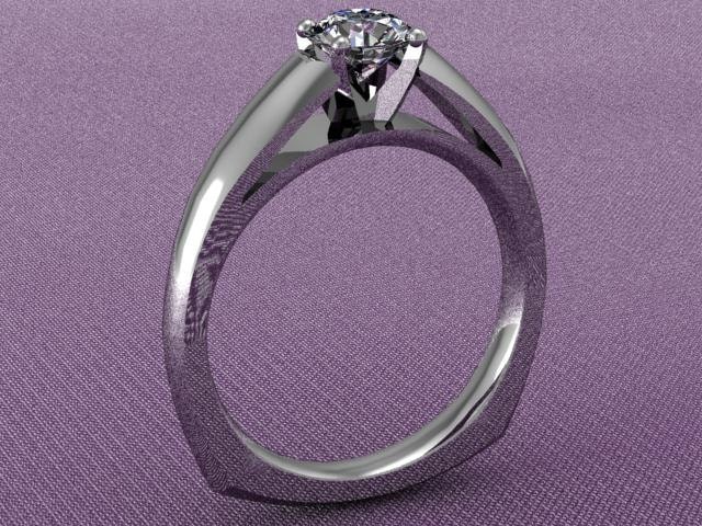 Palladium Engagement Ring Cathedral Style 4 Prong 6.4mm Set Diamond