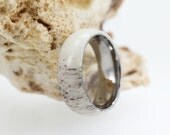 Antler Overlay on a Titanium Ring / Deer Antler Wedding Ring
