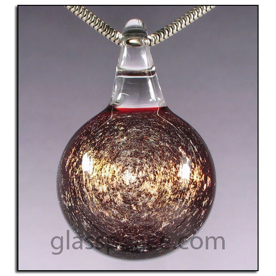 Gold and Red Dichroic Galaxy Glass Pendant - Boro Lampwork Necklace Focal - Hand Blown Glass Jewelry (4126)