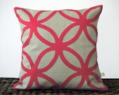 Raspberry Pink Decorative Pillow Cover Geometric Felt Design - Home Decor by JillianReneDecor - Lotus Pink - Gift for Her