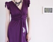 Handmade V-neck Knee Length Plus size dress - Butterfly's office affair-size Extra Large