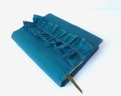 Custom Bible Cover - Book Cover - Peacock Blue Ruffled