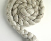 Mixed BFL/ Silk Wool Roving - Ecru Spinning or Felting Fiber, Undyed