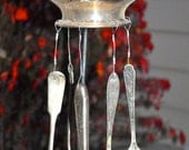 FREE SHIPPING - Beautiful, Silver Plate Sugar Bowl Wind Chime with Letter "L" Monogram
