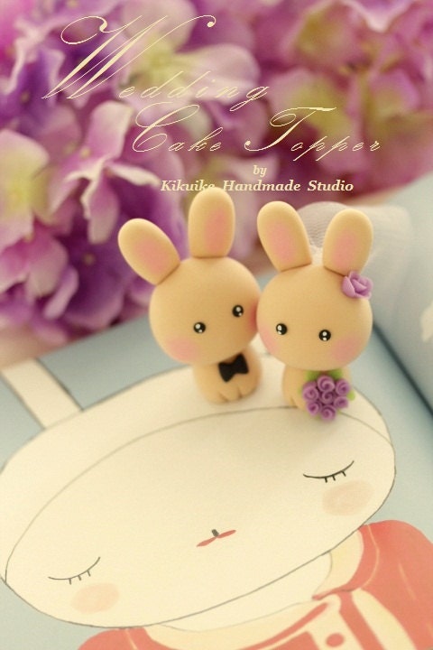LOVE  rabbit and bunny  Wedding Cake Topper