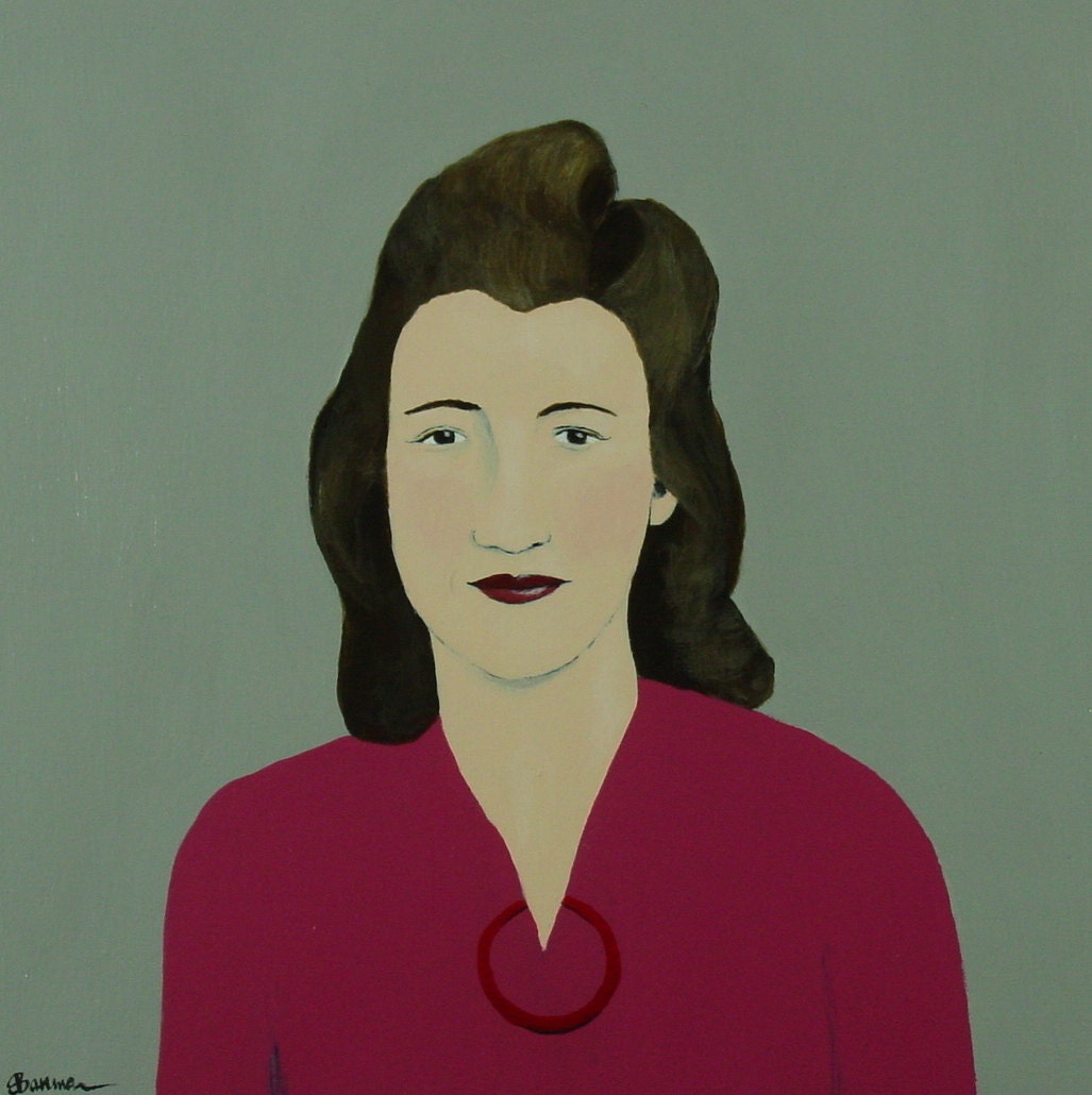 Martina - Original Little Portrait Painting by Elizabeth Bauman, 6 x 6 inches