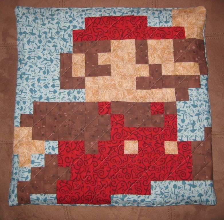Mario Quilted Pillow Cover - Jumping