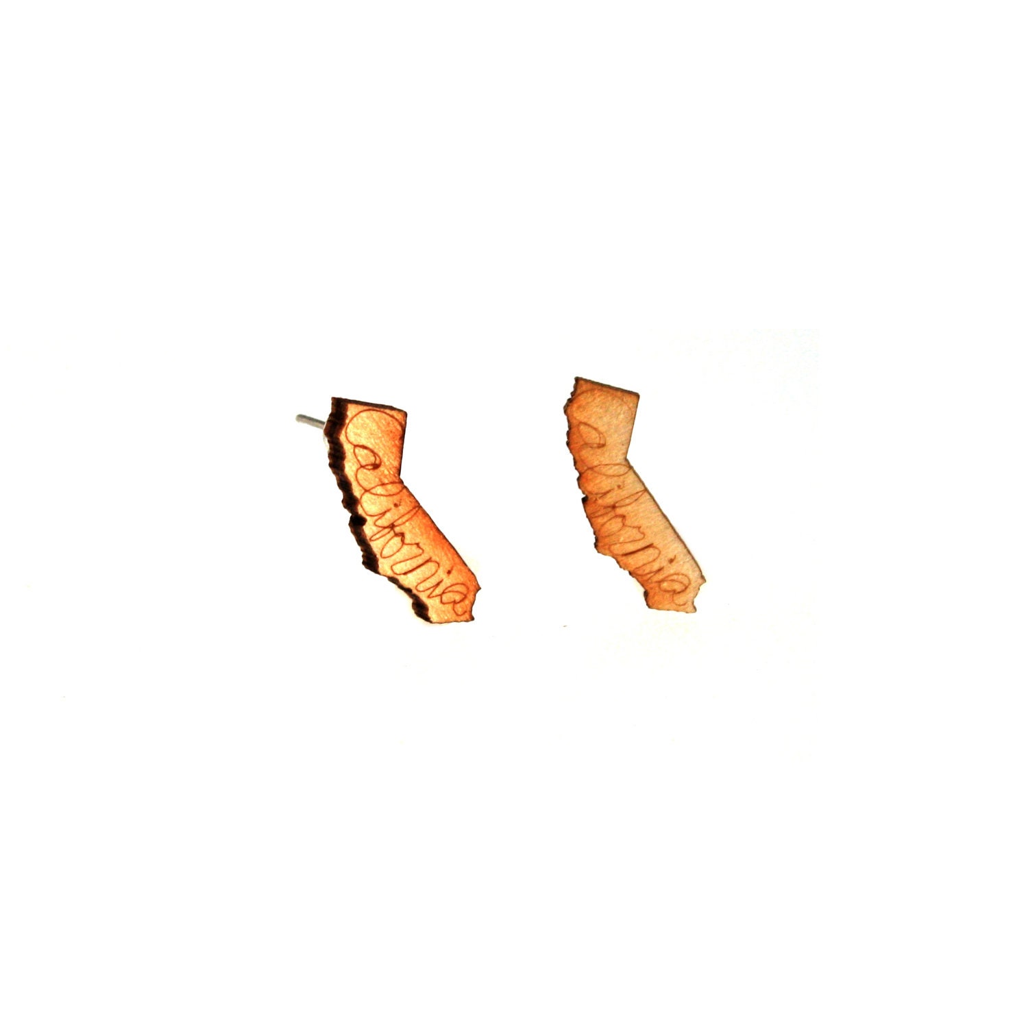 Wooden California Post Earrings