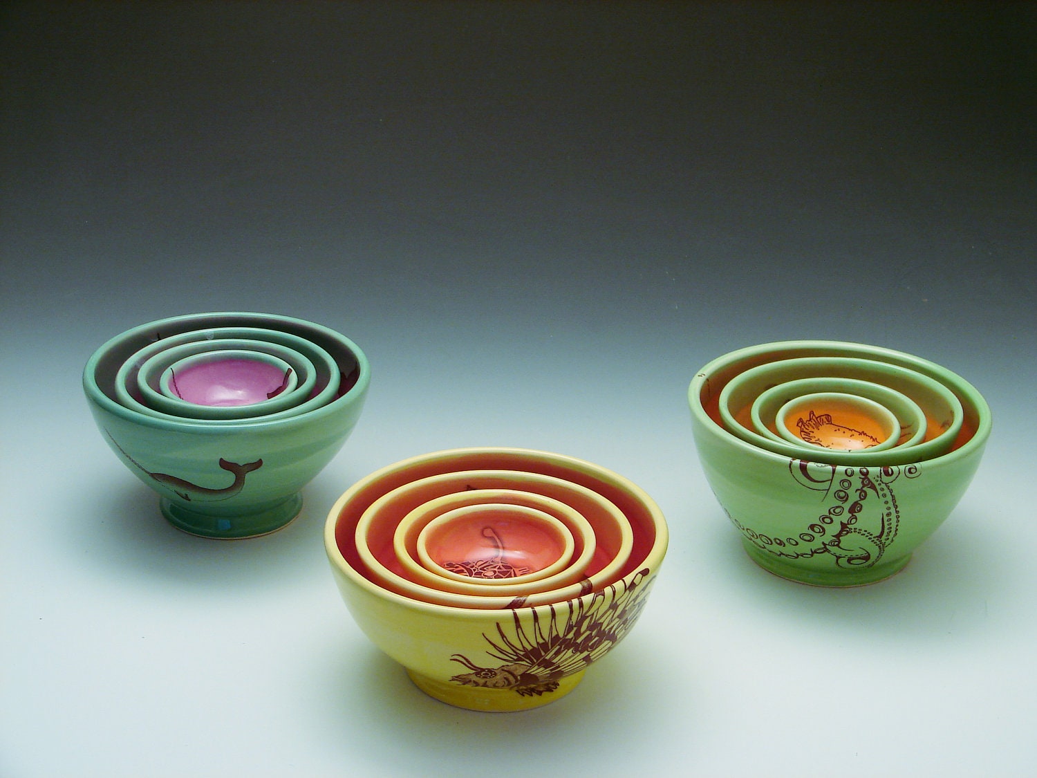 Cephalopod Nesting Bowl Set/ pottery