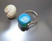 Melanie Moertel Lampwork Beads - Sterling silver ring with glass bead, turquoise - Choose your color - Size 8 (Deutsche Größe 18 / 57)