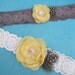 Wedding Garter in Yellow, Gray and White Lace, bridal garter set I103, budget bridal garter accessory