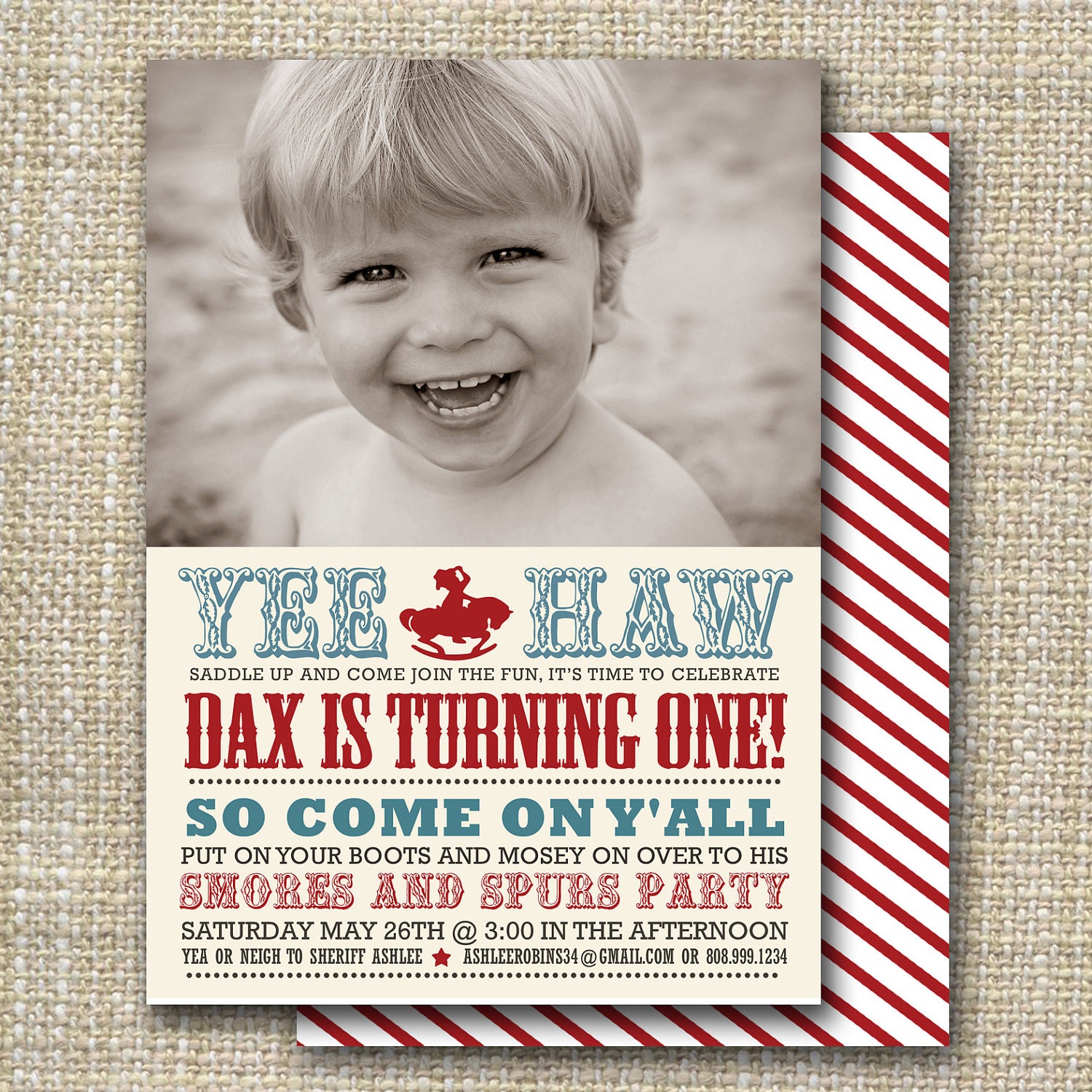 birthday party invitation western birthday party - cupcakes and cowboy boots.