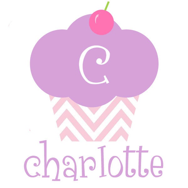 Smitten and Company NEW Personalized Pink and Purple Chevron Cupcake Shirt for Girls