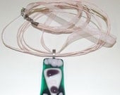 Glass Fused Necklace Pink, Purple, White Green