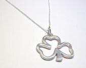 Brushed Silver Shamrock Necklace