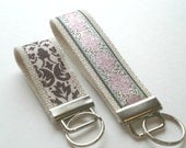 Wristlet Keychain Mini Key Fob Set of 2 Damask