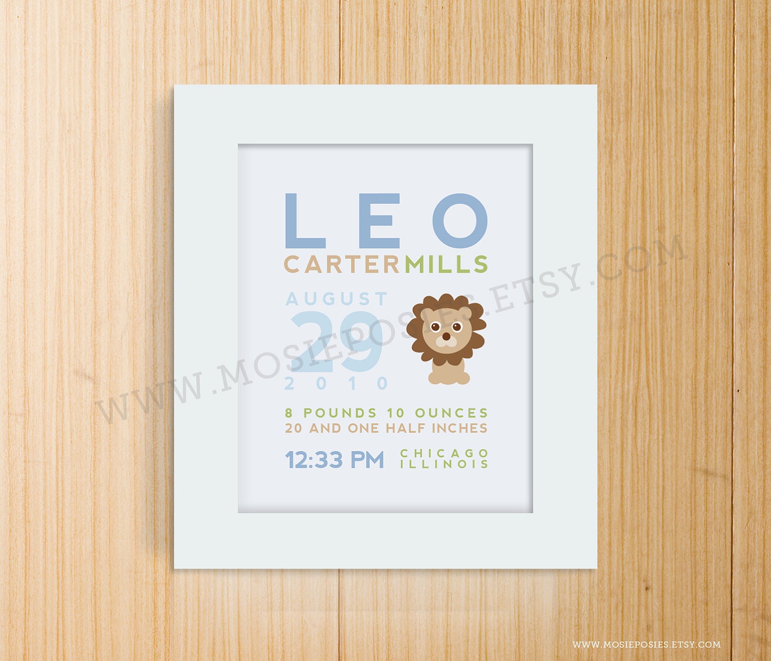Custom Birth Announcement Print - LION Wall Art