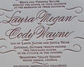 Letterpress Wedding Invitation - Swirls 2 - Sample