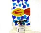 Fused Glass Nightlight - Fishy Fishy - red, yellow and blue